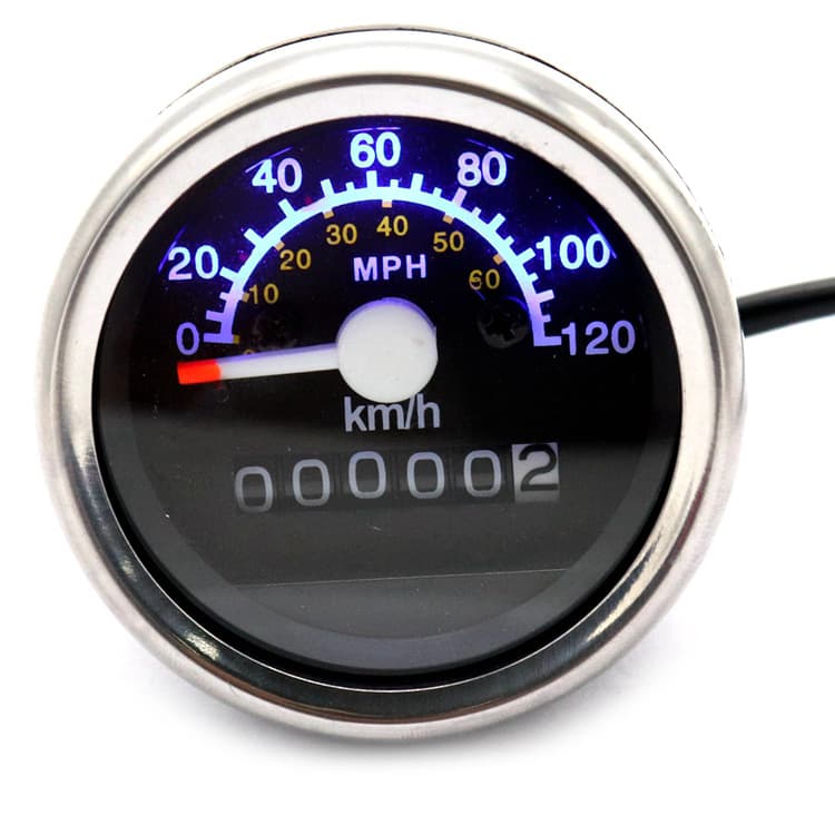 Motorcycle speedometer with mechanical kilometer/mile dual scale, 12V, suitable for modification, wholesale.