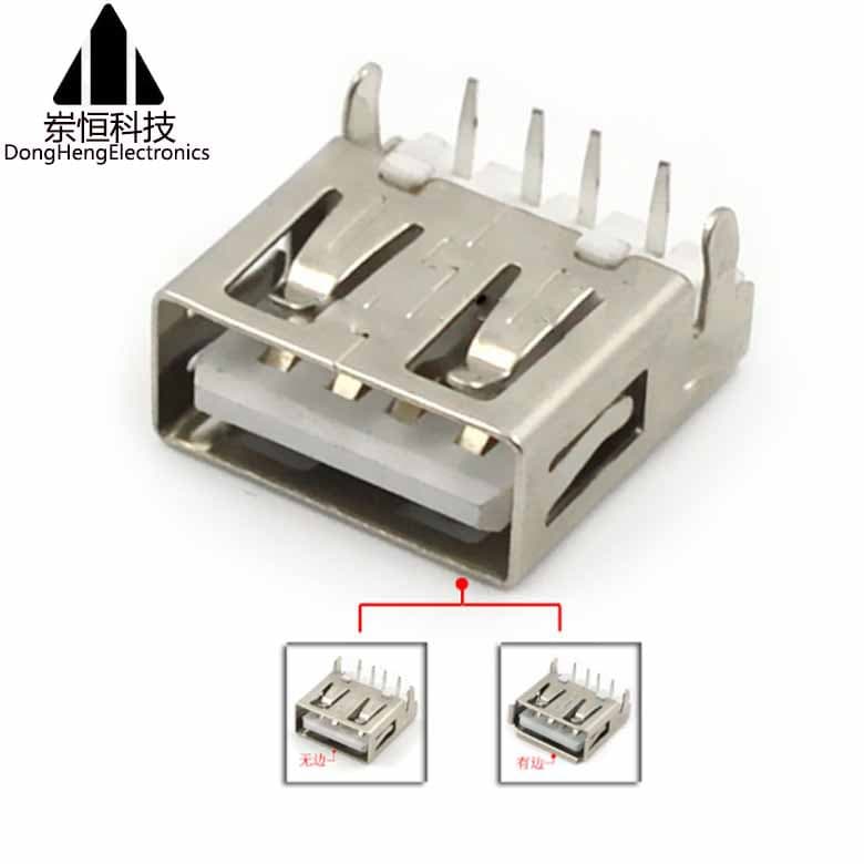 USB-A Female Connector 90 Degree Bent Pin Bent Needle A Female USB Socket USB-A Female