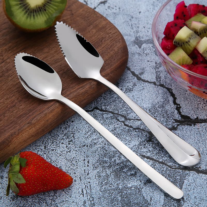 304 Stainless Steel Fruit Scraping Spoon Baby Food Utensil with Serrated Edge Infant Apple Puree Spoon Mother and Baby Product