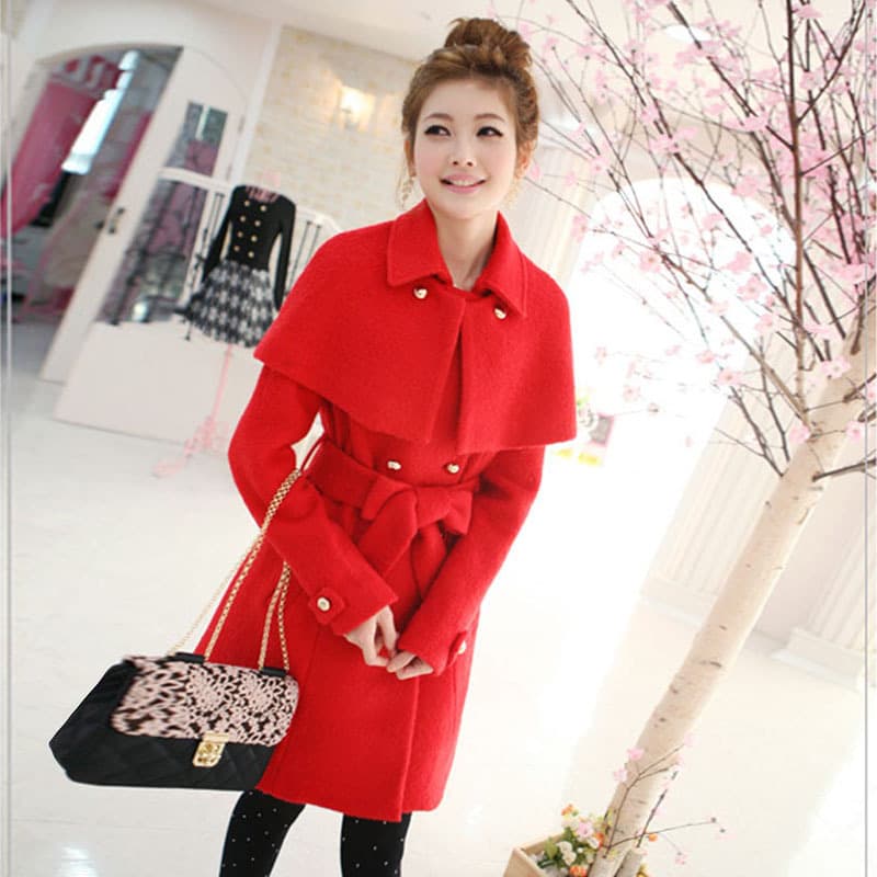 Fashionable large size woolen coat for women, mid-length shawl coat, fat mm slimming cloak woolen coat