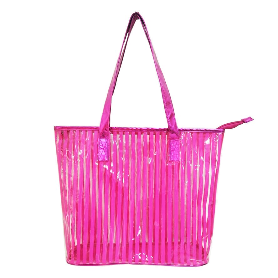 Factory Direct Customizable Logo Transparent PVC Striped Women's Tote Bag Beach Bag Bucket Bag