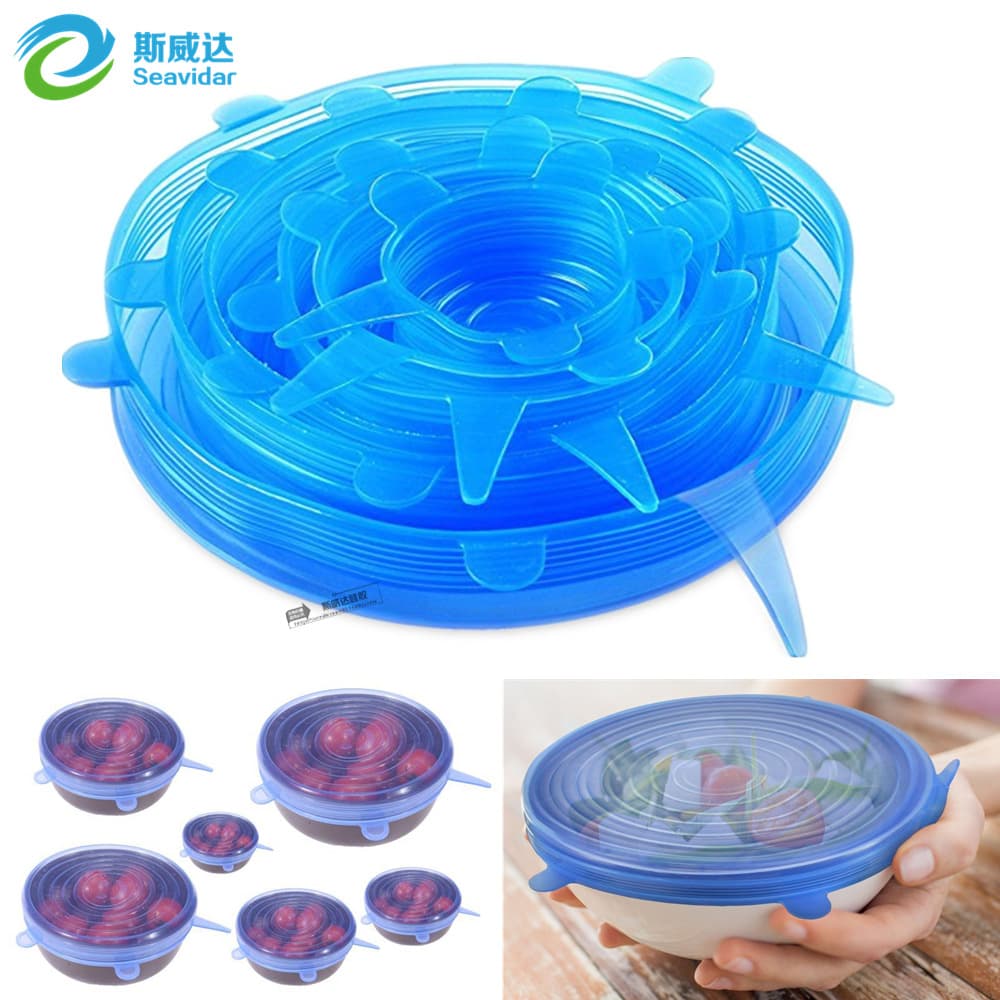 Amazon Best-Seller 6-Piece Silicone Food Cover Set, Stretchable Multi-Purpose Fruit and Vegetable Wrap, Bowl Lids