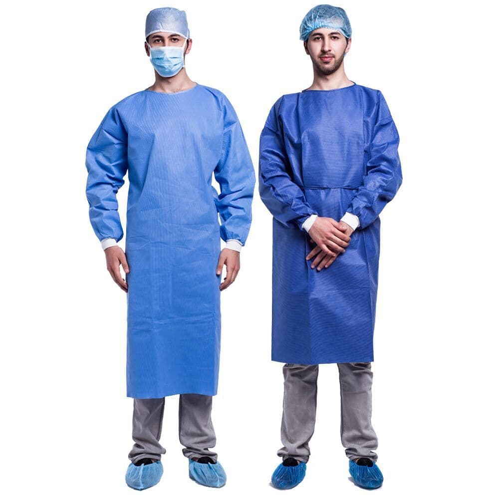 Disposable Non-Woven Surgical Gown Blue Thick Protective Clothing Work Isolation Gown Operating Gown Dental Reverse Wear