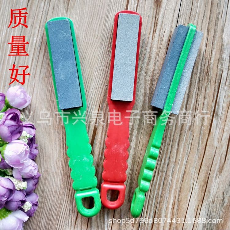 Plastic Handle Sharpening Stone Multi-functional Sharpening Brush Double-sided Oil Stone Sharpener One or Two Yuan Wholesale