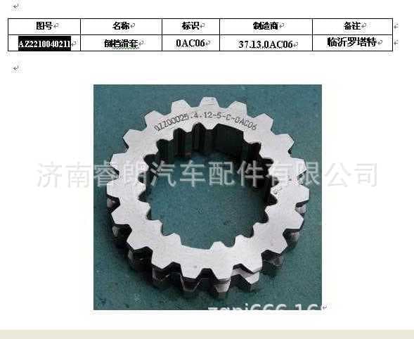 Factory Wholesale CNHTC HOWO Steyr Parts WG2210040211 Reverse Gear Sliding Sleeve