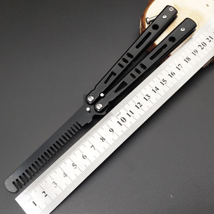 Butterfly Practice Comb Folding Knife Trainer for Adults Outdoor Training Unsharpened Self-Defense Camping Knife