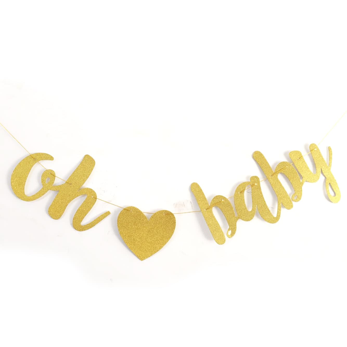 Birthday Cake Decoration Full Moon Party Banner Oh Baby Gold Glitter Letter Bunting Flag Balloon Streamer Hot Foil Stamping