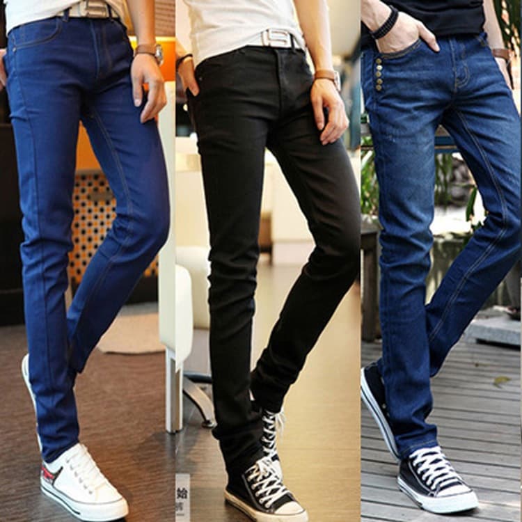 Cheap wholesale street stalls autumn jeans Korean style calf men's personalized small leg pants boys trendy long pants trendy