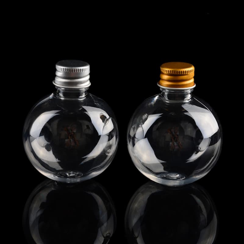 GS323 100ML round small light bulb plastic bottle pet plastic bottle with aluminum cap portable shampoo bottle