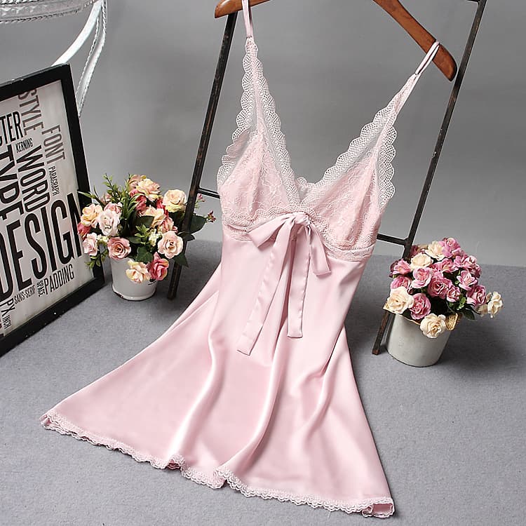 2021 Summer New Korean Sexy Nightdress, Silk Sexy Faux Silk Pajamas, Tempting Slip Women's Nightdress