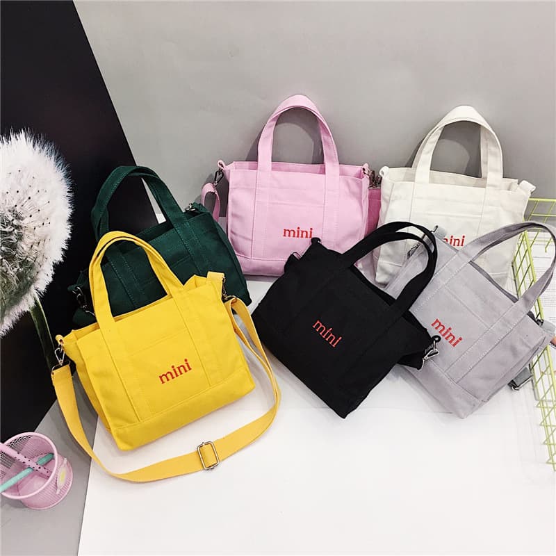 Manufacturer Wholesale 2019 New Two-way Canvas Bag Fresh Casual Simple Letter Student Shoulder Crossbody Bag