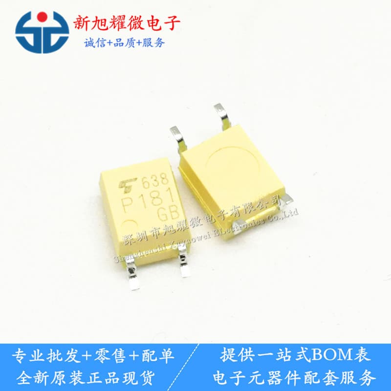 Supply of brand new original TLP181GB with marking P181, optoisolator/transistor, SOP4 surface mount.