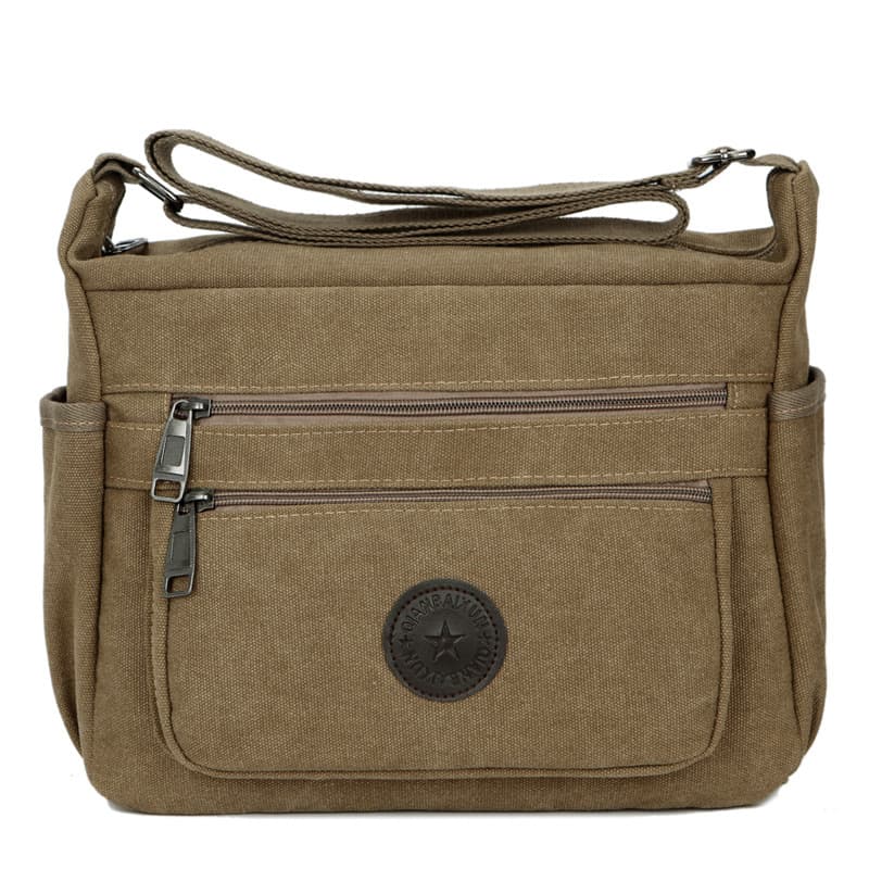 New Men's Single Shoulder Bag Retro Canvas Crossbody Bag Casual Business Sling Bag Wallet Holder Middle-aged and Elderly Crossbody Bag