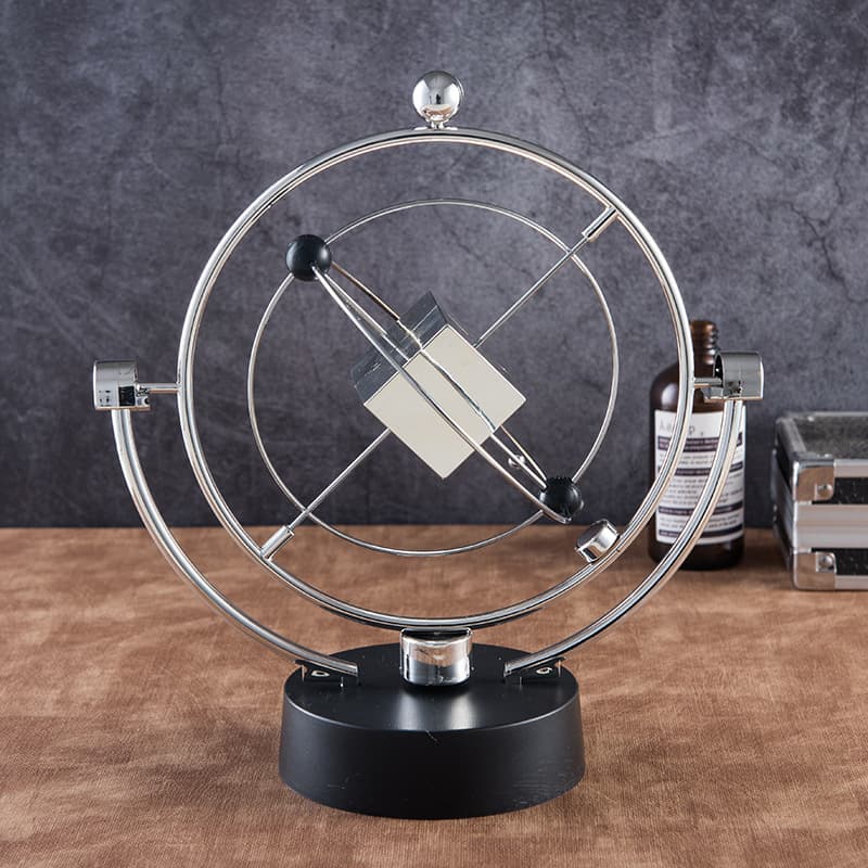H007 Silver Cube Rotating Perpetual Motion Model Electric Swinger Kinetic Art Science Kit