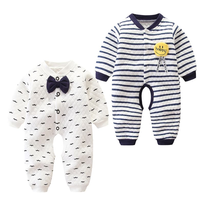 Baby Romper Newborn Crawling Suit Spring Autumn Cotton Padded 0-12 Months Warm Bodysuit