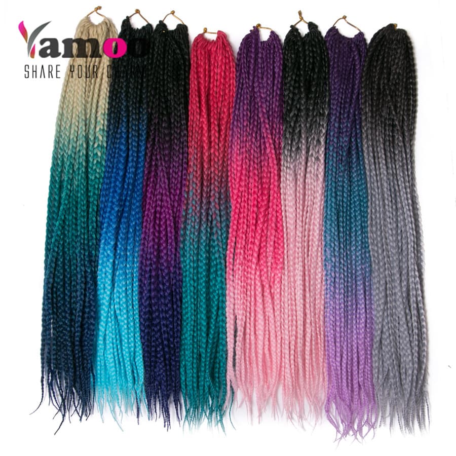 European And American Style Gradient Color Box Braid Tail Synthetic Hair Extensions Small Braids Three Strands Crochet Hair