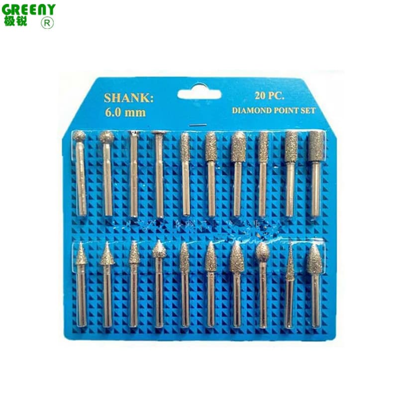 Electroplated diamond grinding rod grinding head 6mm handle raw stone peeling jade carving tool fine electroplating alloy grinding head