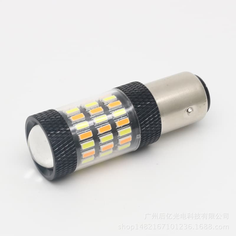 Car LED brake lights, running lights with dual-color white + yellow brake, 1157 3014 60-lamp high brightness with lens
