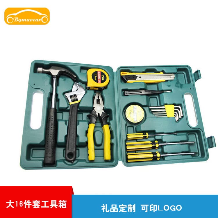 Car 16-Piece Tool Kit Set, Combination Hardware Vehicle Emergency Repair Tool Bag, Car Toolbox
