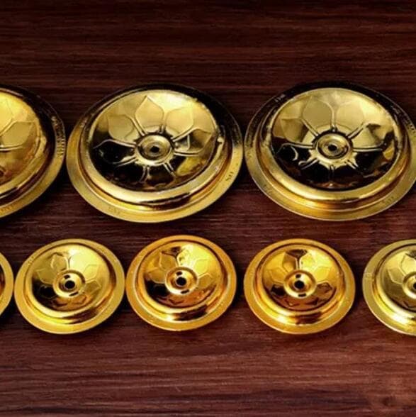 Gold Aluminum Floating Wick Holder for Long-Burning Oil Lamps in Temples, Round Floating Wick Seat