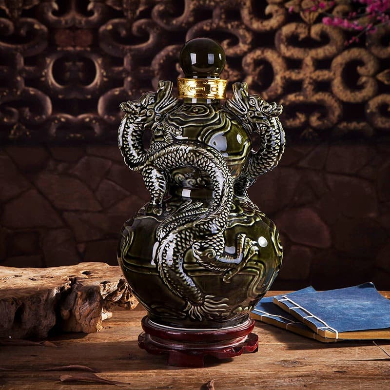 1/5/10 Jin Black Dragon Yingqing Frosted Golden Dragon Ceramic Liquor Bottle Craft Ornament Wine Jar, Jingdezhen Ceramic Wholesale