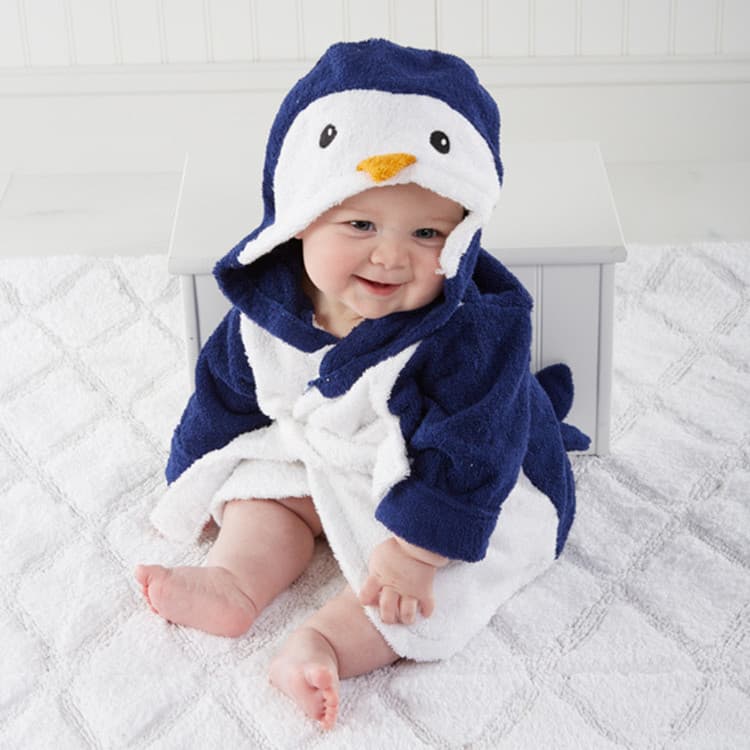 Baby Penguin Bathrobe Children's Casual Home Clothes Plush Polyester Fiber Warmth Thickened Velvet Boys Girls Cute Penguin