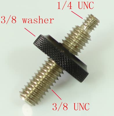 Imperial 1/4" to 3/8" Double Male Thread Screw with Large Adjustment Nut, Photography Accessory, Camera Part