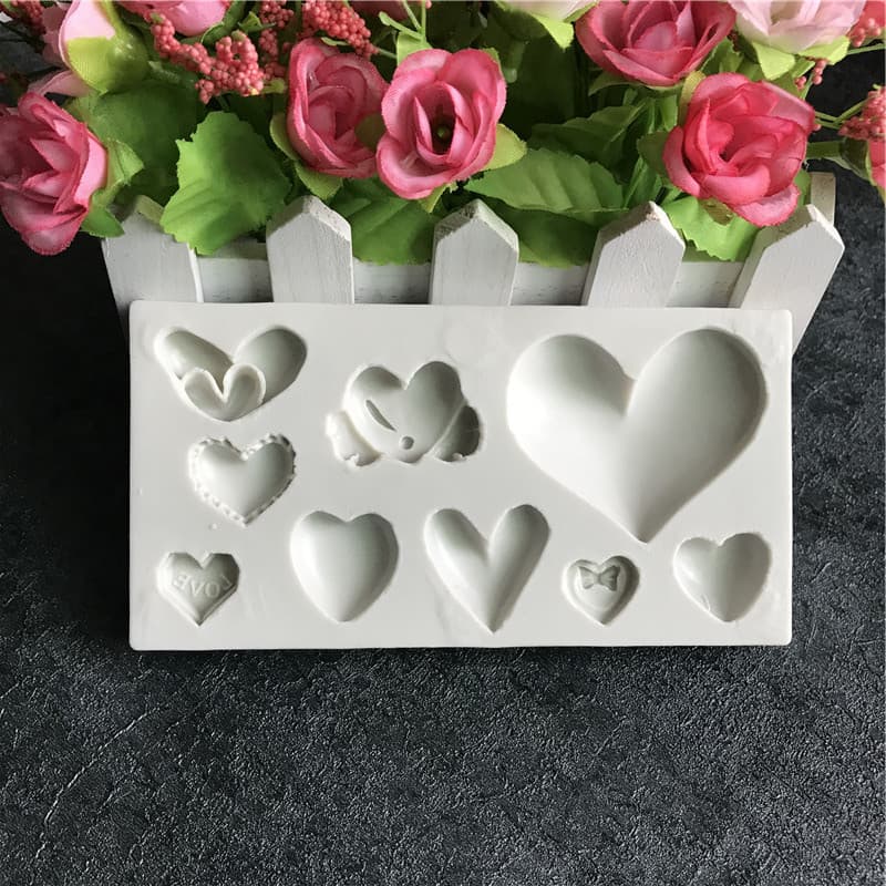 New Baking Tool - Multi-Heart Chocolate Pattern Mold for Fondant Chocolate Cake Decoration Silicone Mold