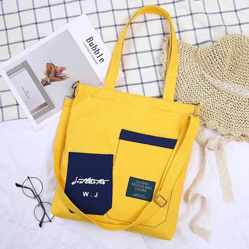 Canvas Shoulder Bag for Women, Korean Style Solid Color, Student Crossbody Bag, Multi-functional Handbag, Casual Versatile Factory Direct