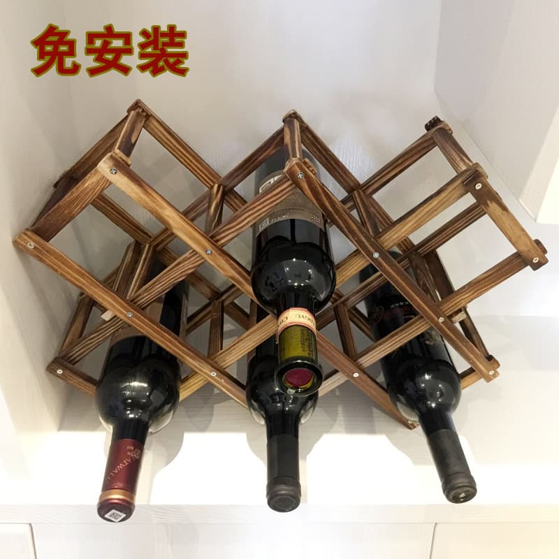 Low-priced wholesale solid wood carbonized wine rack ornaments, creative wine racks for home use, European-style bottle storage racks