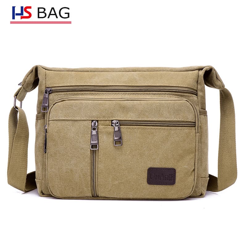Men's Large Capacity Canvas Single Shoulder Bag Korean Style Outdoor Casual Travel Backpack Washable Crossbody Bag