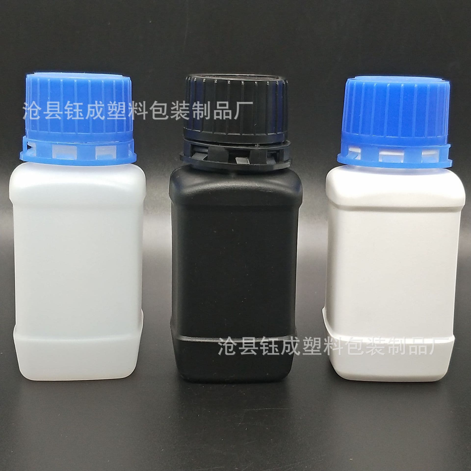 100ml Plastic Square Bottle, Color-Bleach Square Bottle, Blue Cap Reagent Bottle, Fragrance Bottle, Solid Chemical Bottle