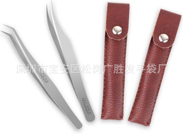 Manufacturer Produced Golden Feather Dolphin Clip Eyelash Extension Tweezers Leather Case, Single Eyebrow Tweezers Leather Case