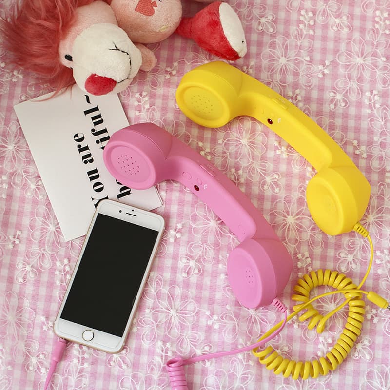 Retro Telephone Receiver Style Cute Anime Soft Girl Headphones Japanese Kawaii Universal Female Creative Korean Version