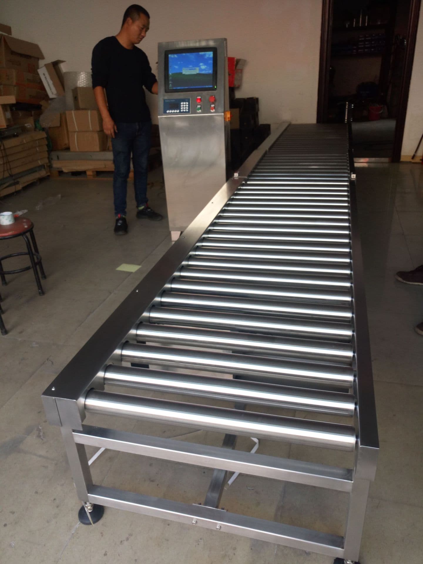 150kg Powered Roller Conveyor Line, Powered Roller Checkweigher, Powered Conveyor Roller Scale