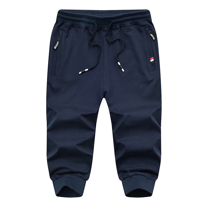 Summer Knitted Sports Cropped Pants for Men and Teens, Elastic Breathable Casual Slim Fit Pants
