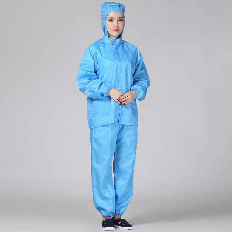Anti-Static Hooded Two-Piece Suits, Dust-Proof Cleanroom Coveralls with Separate Hood
