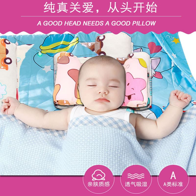 Clearance Pure Cotton Coarse Cloth 0-6 Month Baby Pillow Adjustable Width Newborn Specific Pillow Cartoon Pattern