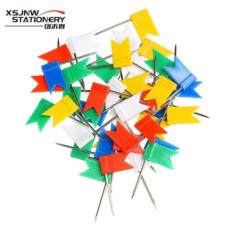 Creative Thumbtacks Long Pin Small Flag Pins, Colored Flag Pins, Map Marking Red Flag Pins, Cork Thumbtacks Landmark Pins 100pcs/Pack