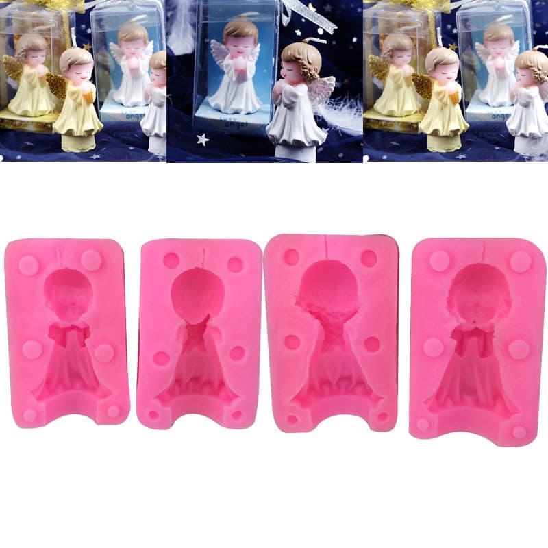 DIY 3D Silicone Mold for Boys And Girls Angel Shape Handmade Sugar Art Cake Mold Baking Tool Irregular Shape Packaging OPP