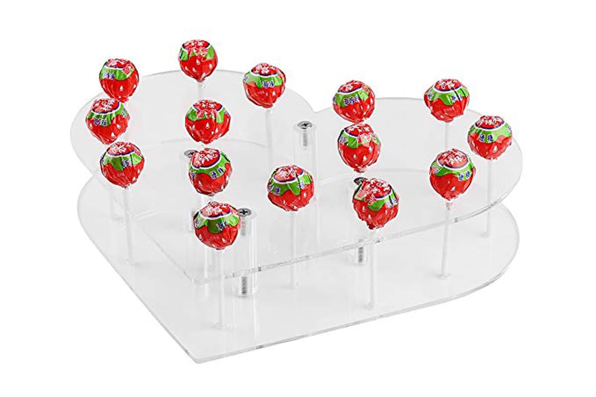 2-layer heart-shaped acrylic lollipop display stand 29-hole convenience store supermarket dessert bar display stand Stand
