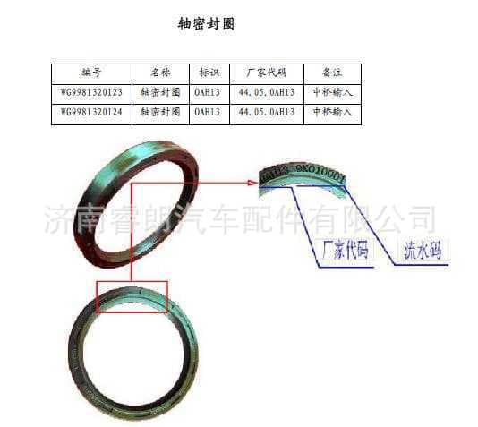 Manufacturer wholesale Sinotruk Howo Steyr parts WG9981320123 Pinion oil seal 85X105X13
