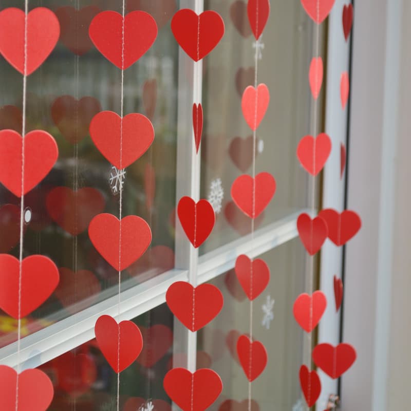 Factory Wedding/Home Decor: Red Heart Paper Chains, Door Curtains & Ceiling Hangings