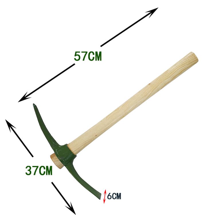 57CM small cross pick with wooden handle, steel pick, engineer pick, rail steel forged hard wood handle, zipper-style standard tool.