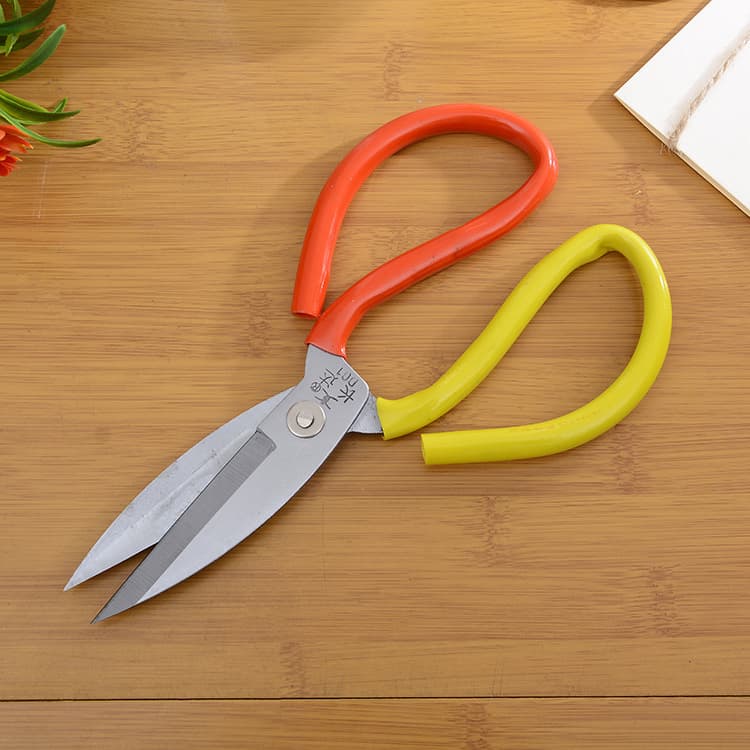 [Factory Supply] Scissors, Stainless Steel Large Head Scissors No.1 Household Kitchen Red Yellow Handle Manganese Steel Large Head Scissors