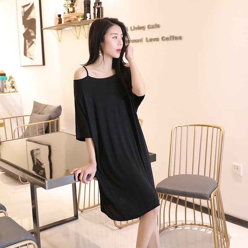 2023 Summer Loose Large Size Fat Girl Nightgown Outside Wear Casual Nursing Home Clothes Sexy Shoulder Strap Pajamas for Women