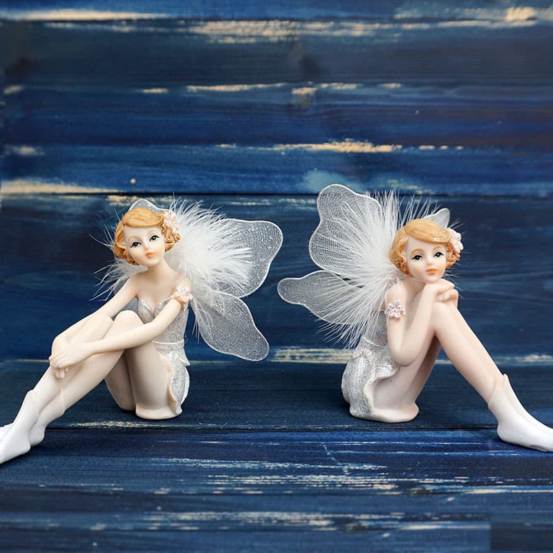Factory direct sales white cardamom flower fairy girl angel resin ornaments creative handicraft home car accessories