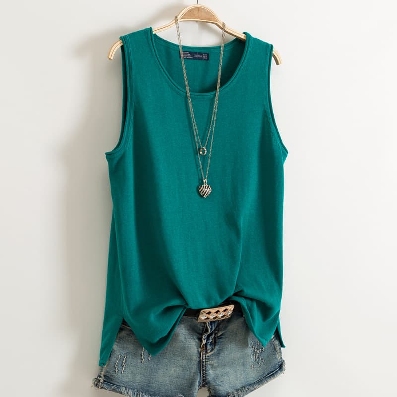2023 New Cotton Camisole Women's Summer Sleeveless Inner Large Size Knitted Base Shirt Outer Wear Loose