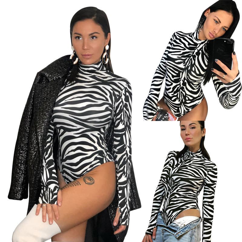 2018 AliExpress Amazon Wish New European American Fashion Hot Selling Zebra Print Digital Print Jumpsuit