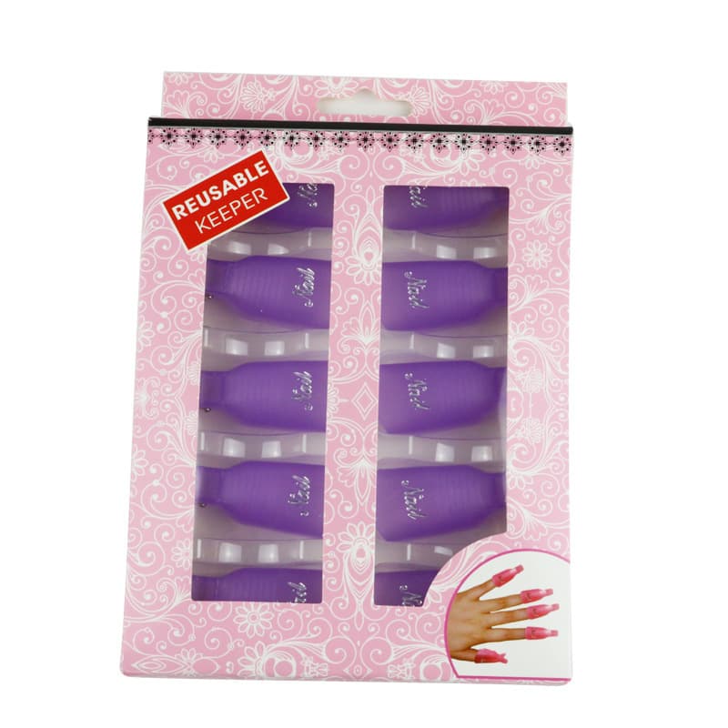 Nail Tool Remover Sleeves 10-Pack Box Nail Remover Clips Gel Nail Removal Tool Finger Sleeves